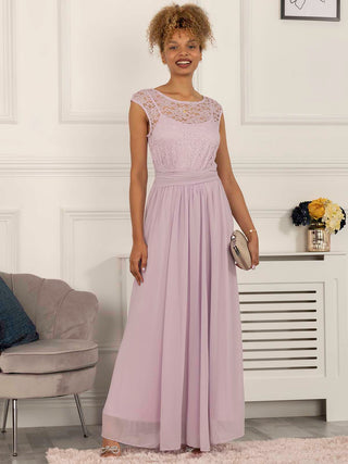 Basia Bridesmaid Lace Bodice Maxi Dress, Lilac