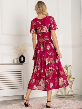 Julita Floral Mesh Midi Dress, Berry – Jolie Moi Retail