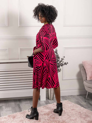 Plus Size Twist Front Maxi Dress, Pink Geo