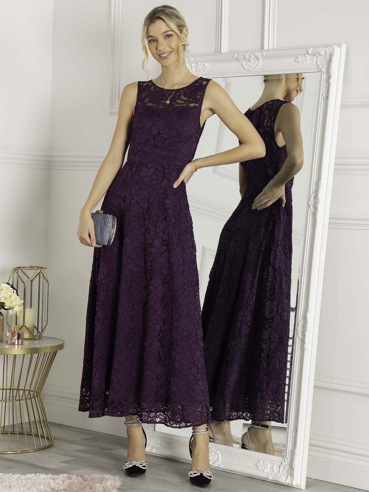 Dark purple hot sale lace dress