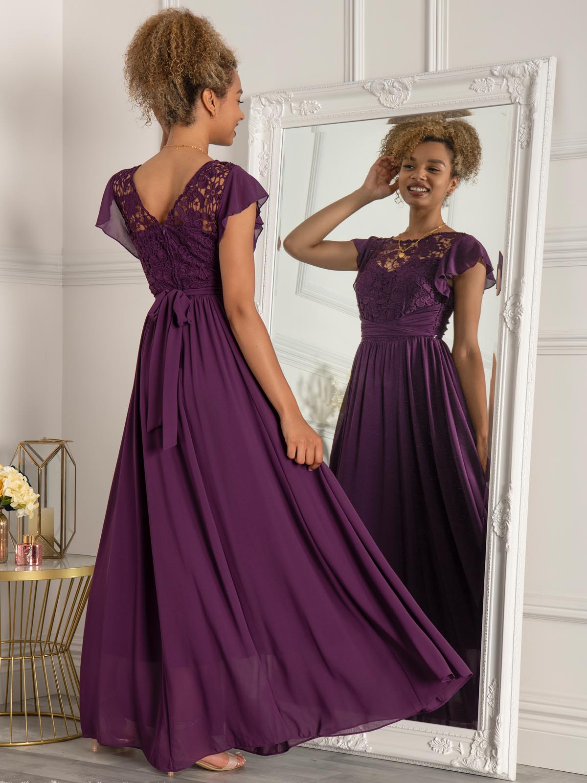 Shiny V Neck Purple Long Prom Dresses, Long Purple Formal Evening Dres –  Eip Collection
