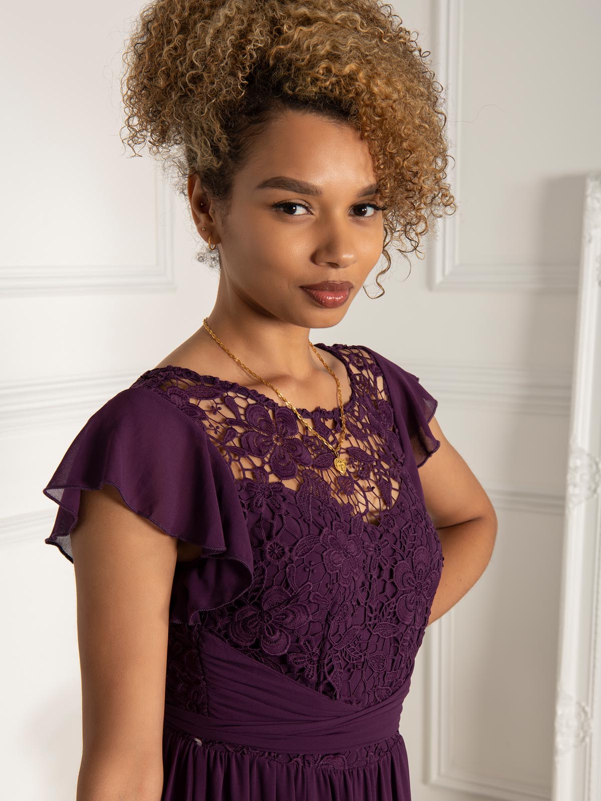 Jolie moi sale purple lace dress