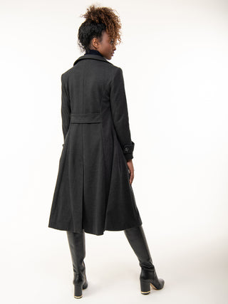 Callyn Retro Flare Coat, Dark Grey