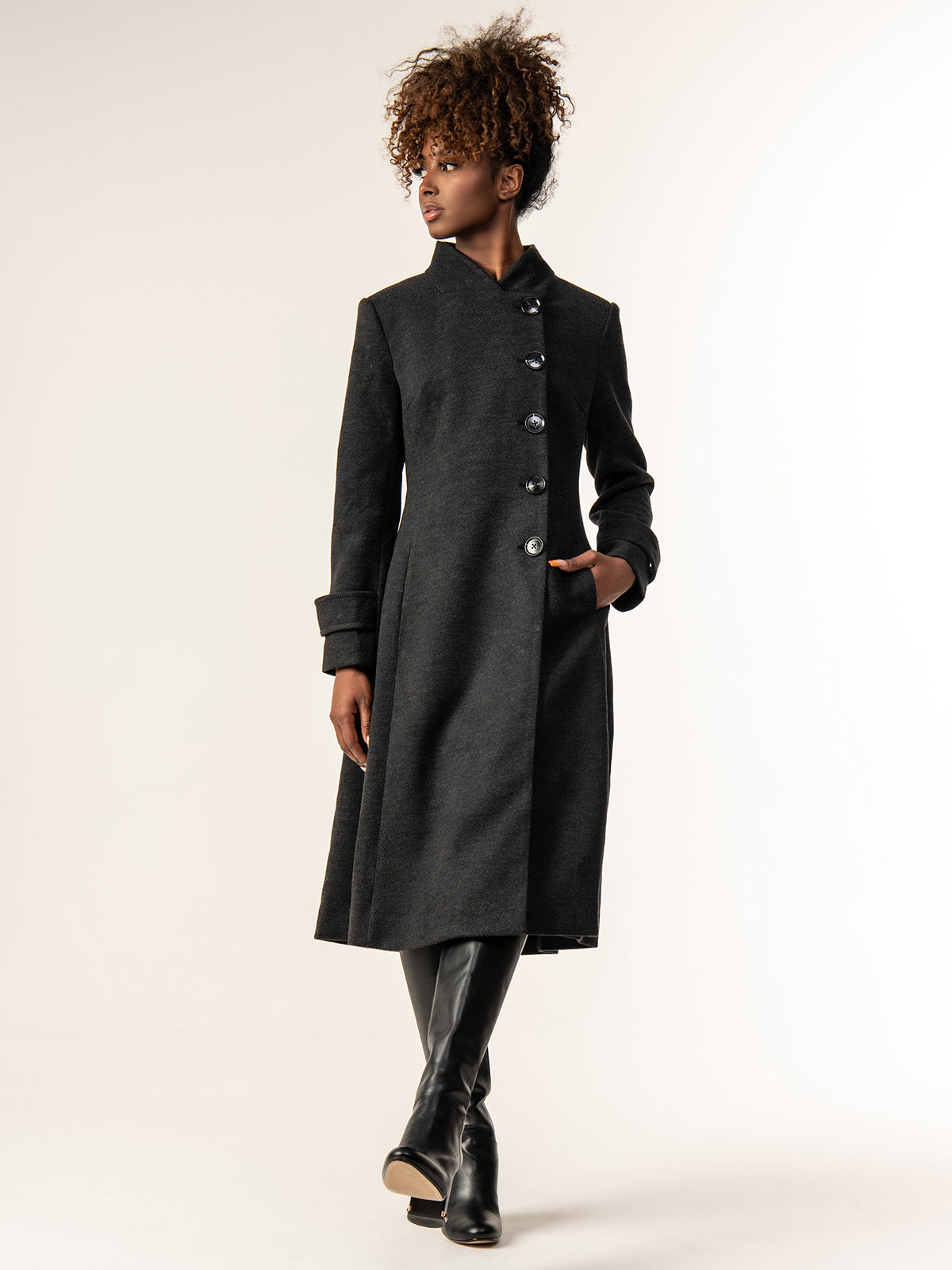 Grey fit and flare coat hotsell