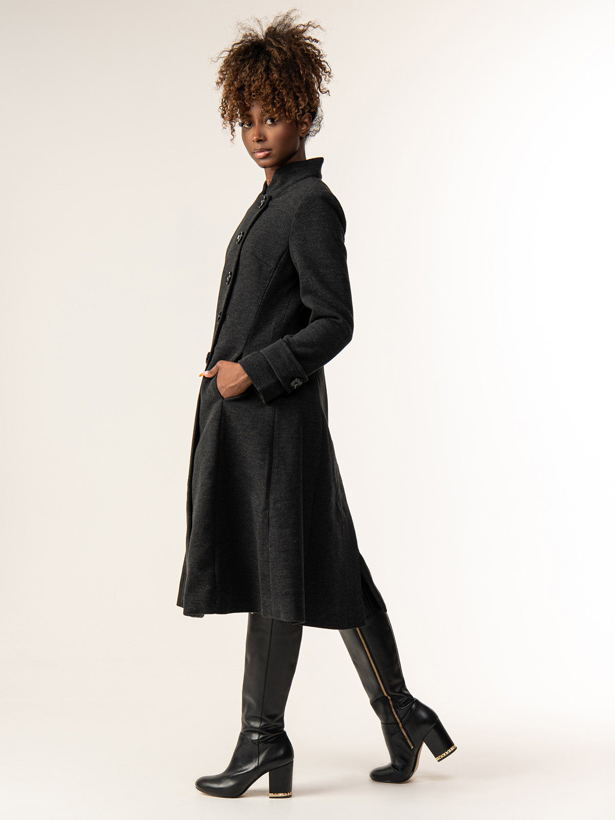 Womens black sale midi coat