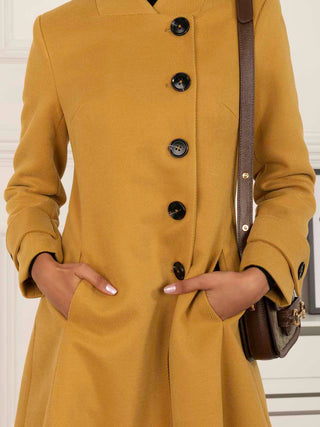 Kate Fit & Flare Midi Coat, Mustard