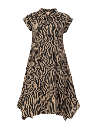 Cassie Hanky Hem Tunic Dress, Brown Animal