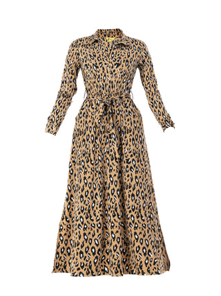 Jolie Moi Dora Leopard Maxi Shirt Dress, Camel