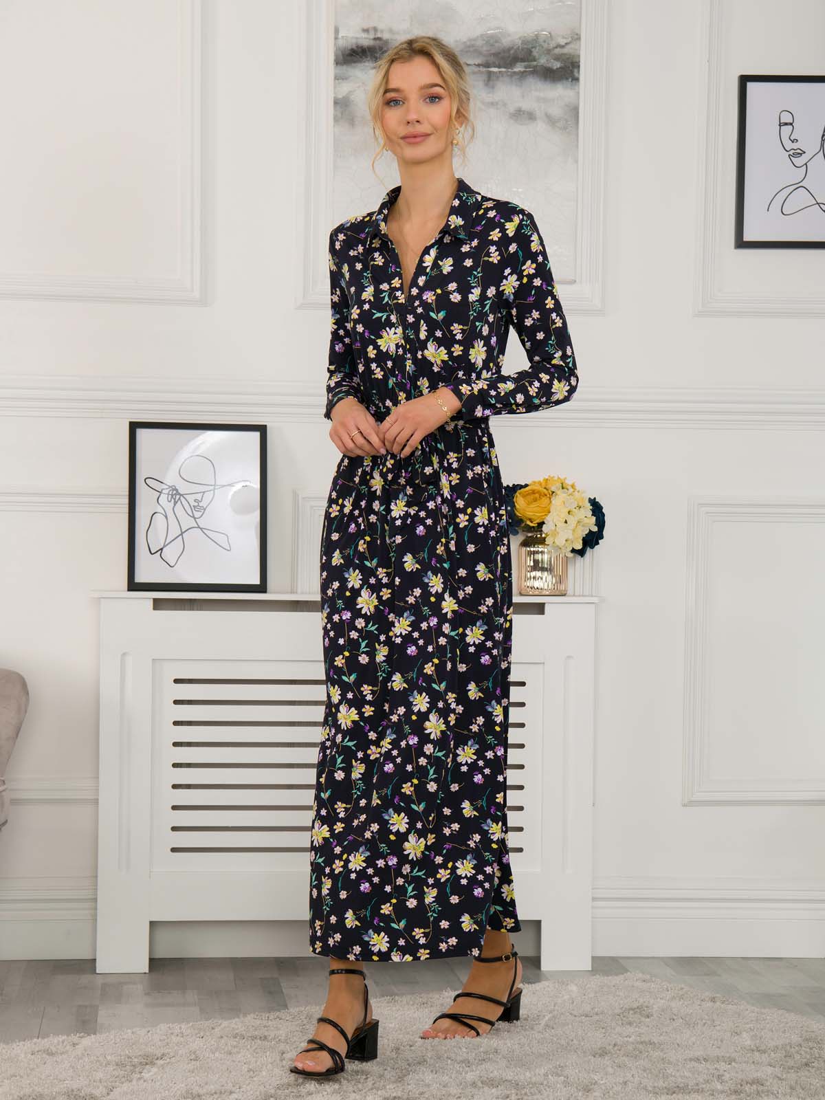 Floral maxi shirt dress on sale uk