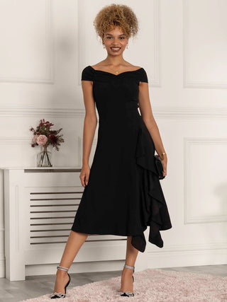 Desiree Frill Fit & Flare Dress, Black Jolie Moi Retail Desiree Frill Fit & Flare Dress, Black Jolie Moi Retail