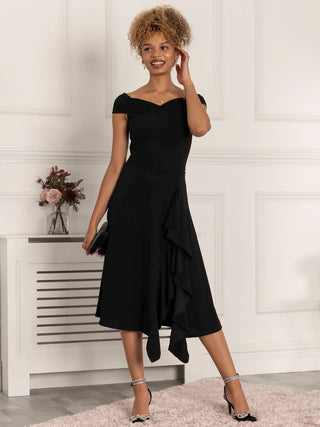 Desiree Frill Fit & Flare Dress, Black Jolie Moi Retail Desiree Frill Fit & Flare Dress, Black Jolie Moi Retail