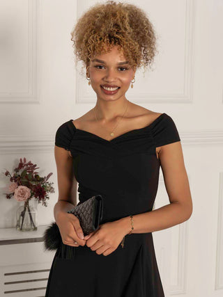 Desiree Frill Fit & Flare Dress, Black Jolie Moi Retail Desiree Frill Fit & Flare Dress, Black Jolie Moi Retail