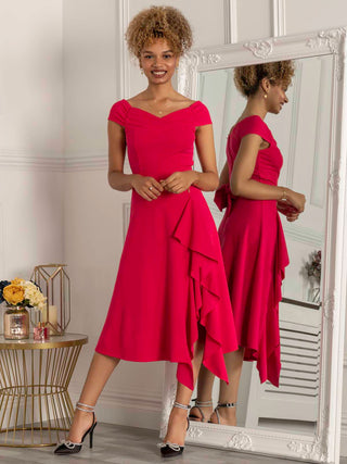 Wrap Dress Petite Fit And Flare Dress With Sleeves Waterfall Dress