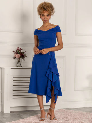 Desiree Frill Fit & Flare Dress, Royal Blue Jolie Moi Retail Desiree Frill Fit & Flare Dress, Royal Blue Jolie Moi Retail
