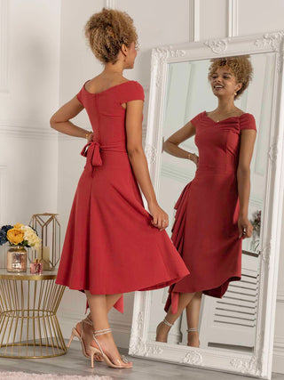 Desiree Frill Fit & Flare Dress, Rusty Red Jolie Moi Retail Desiree Frill Fit & Flare Dress, Rusty Red Jolie Moi Retail
