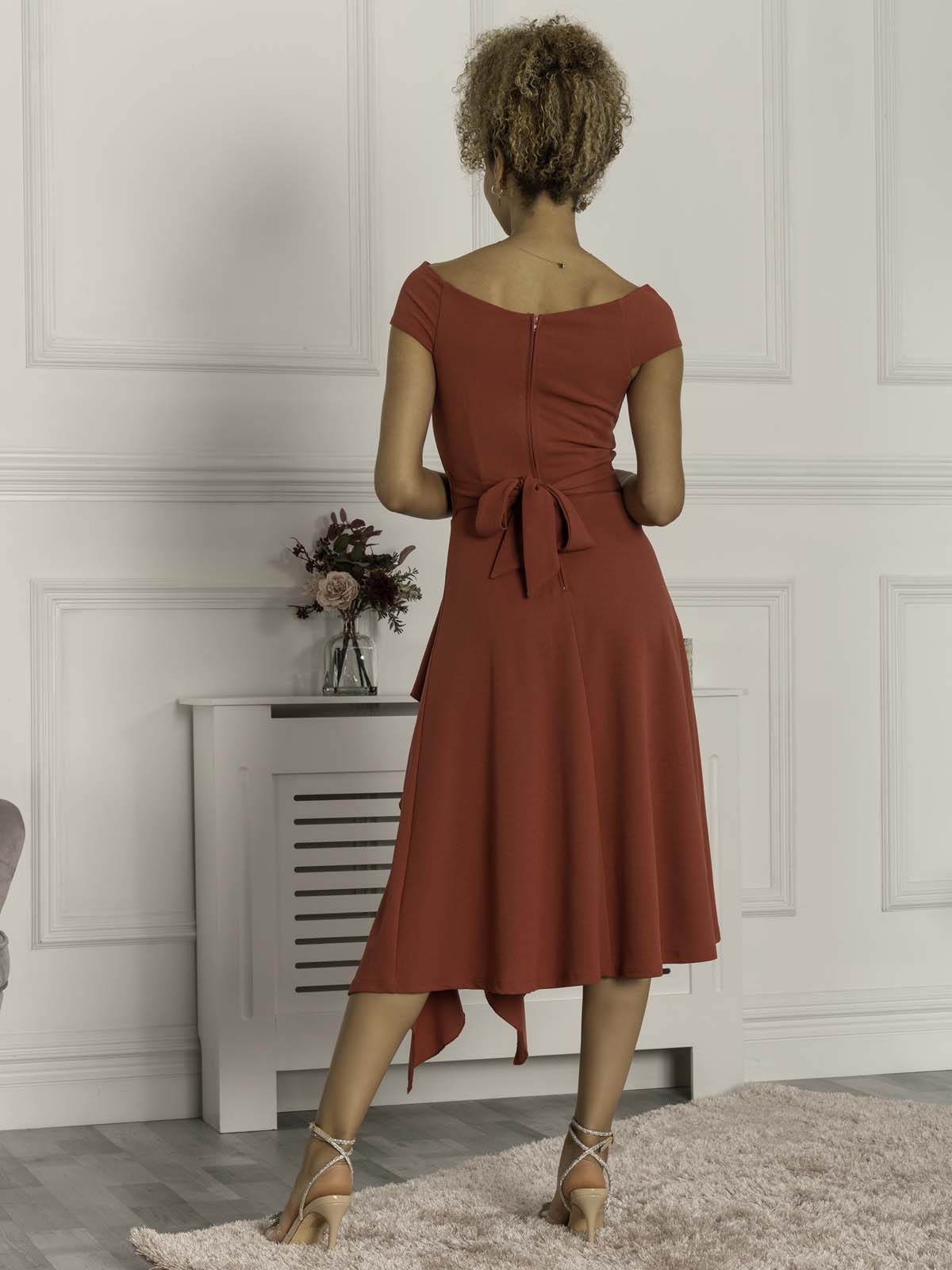 Red fit and hot sale flare dress uk