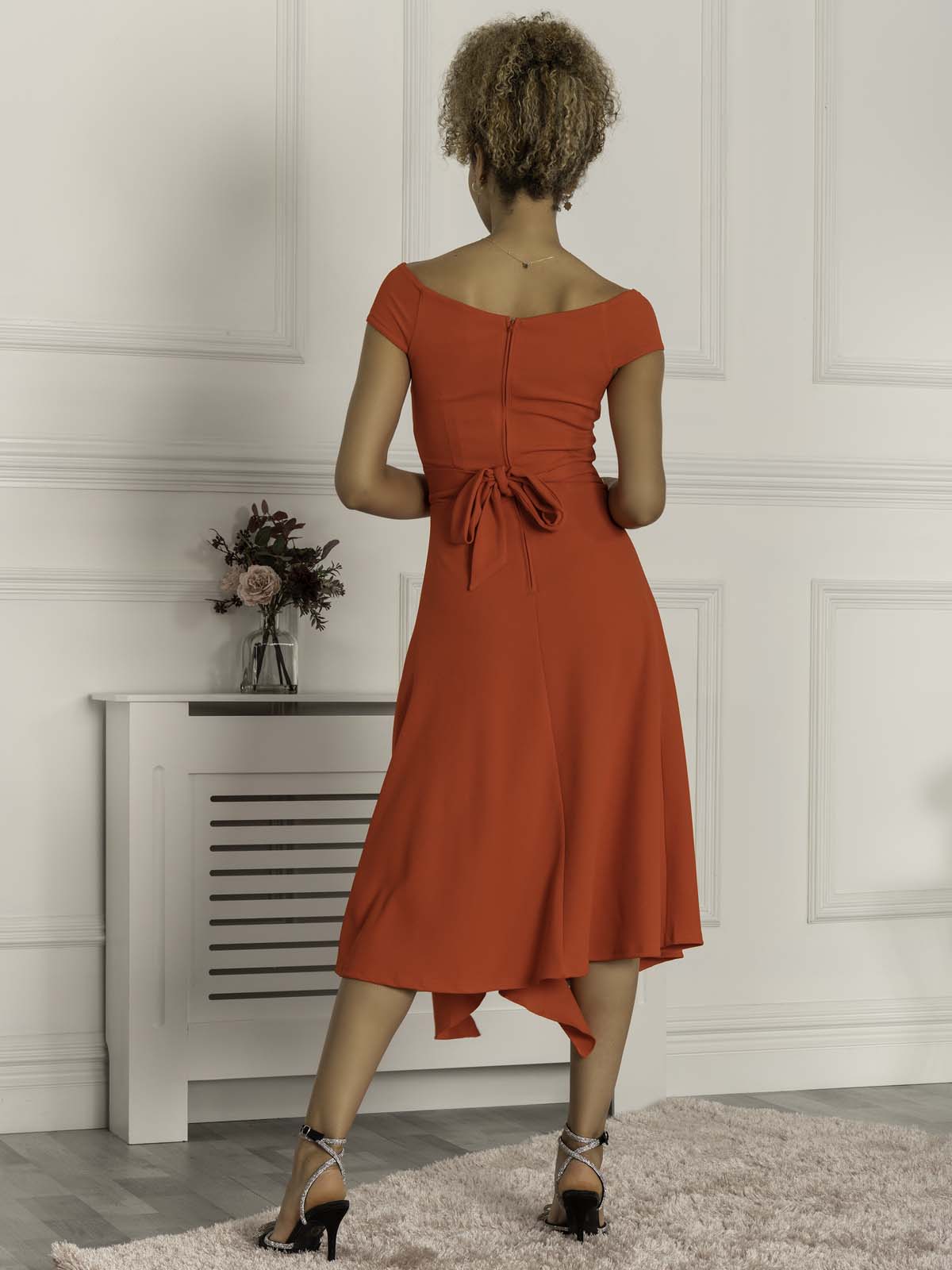 SheIn + Red Off The Shoulder Dress - Vogue for Breakfast