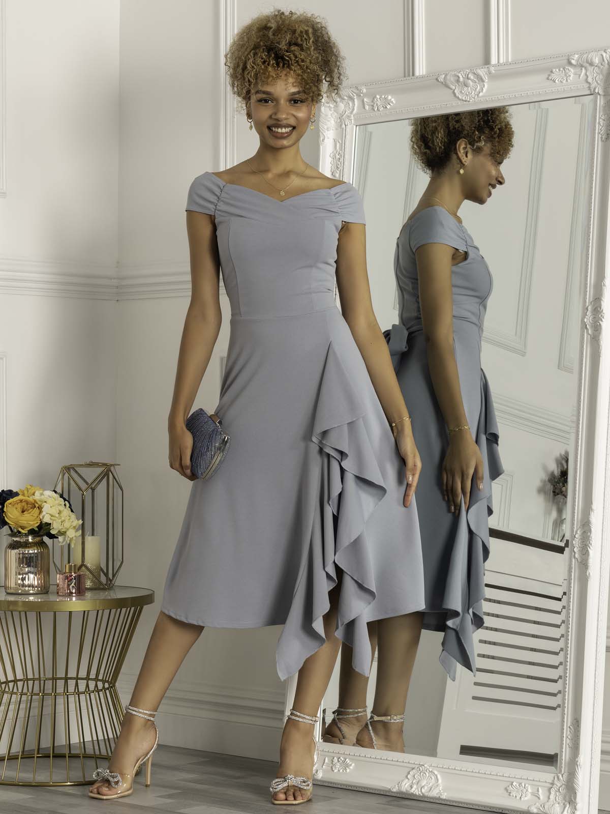 Powder blue dress for wedding guest best sale