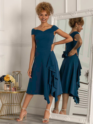 Desiree Frill Fit & Flare Dress, Teal Jolie Moi Retail Desiree Frill Fit & Flare Dress, Teal Jolie Moi Retail