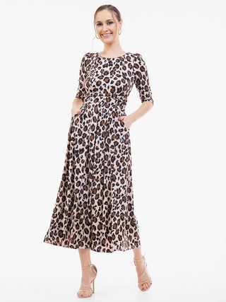 Jolie Moi Dorothy Animal Print Dress, Pink Animal