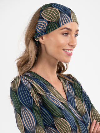 Printed Wide Jersey Headbands, Green Geo