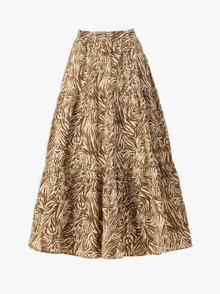 Jolie Moi Sara Animal Print Midi Skirt, Khaki Zebra