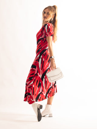 Sample Sale - Frill Detail Maxi Dress, Red Multi