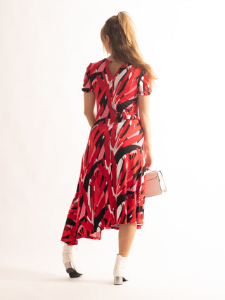 Sample Sale - Frill Detail Maxi Dress, Red Multi