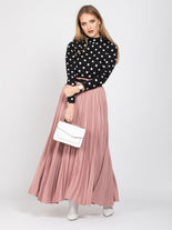 Crepe Pleated Maxi Skirt, Dusty Pink