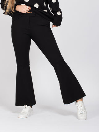 Sample Sale - Black Flared Pearl Detail Trousers, Black
