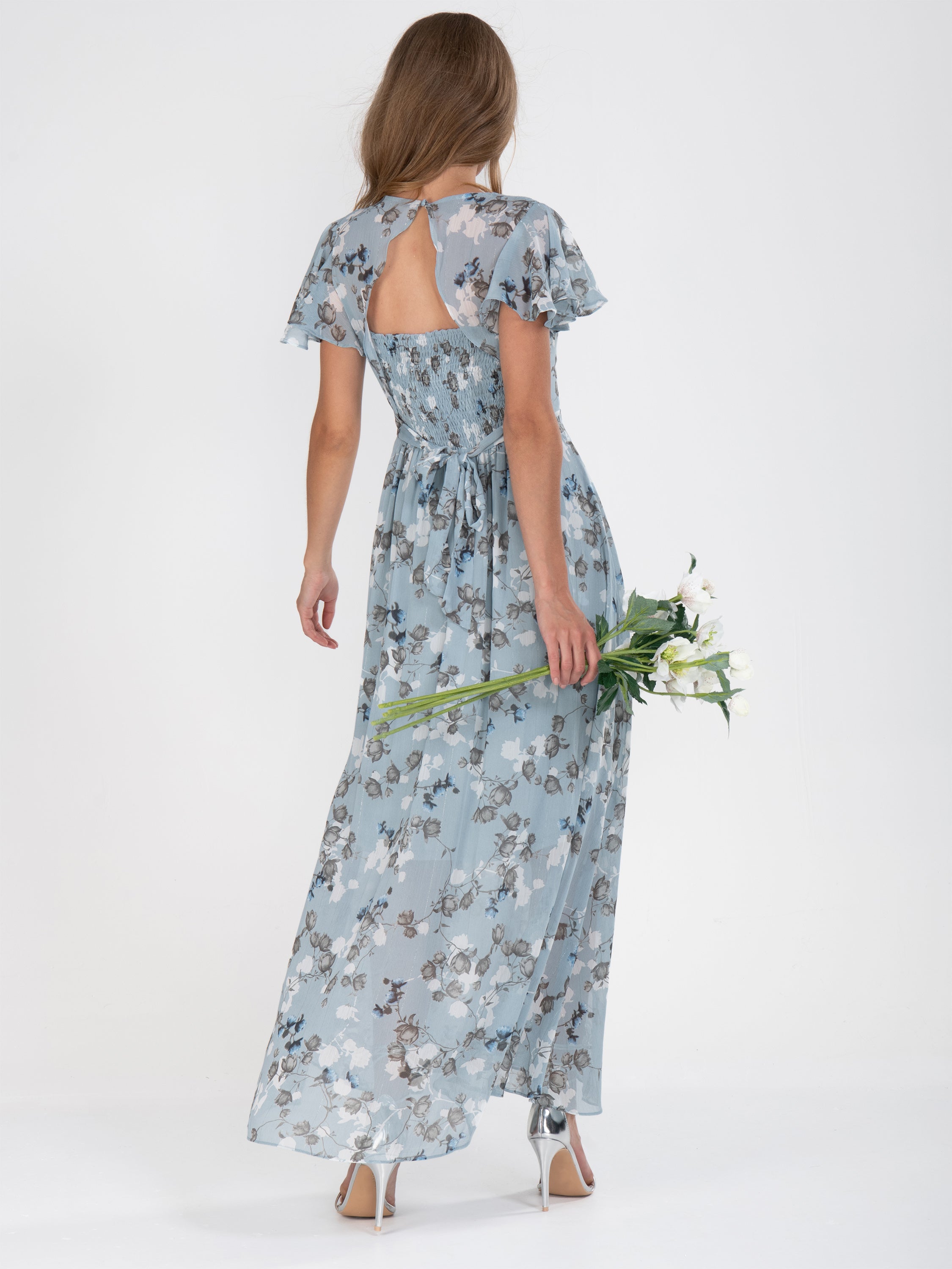 Grey on sale floral maxi