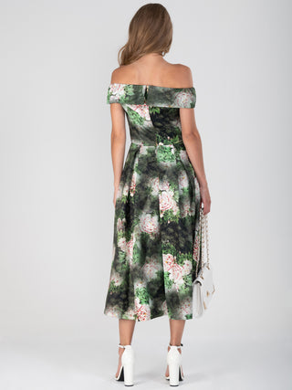 Bardot Womens Floral Print Lattice Trim Midi Dress,Jolie Flrl,8