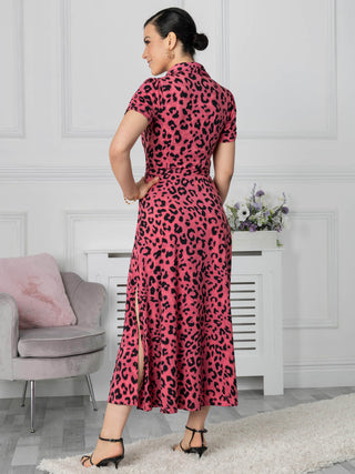 Jolie Moi Jocelyn Maxi Shirt Dress, Pink Animal