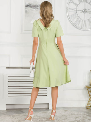 Jolie Moi Debora Button Neck Dress, Citrus Green