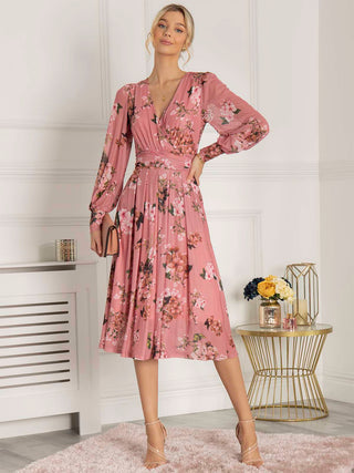 Eileen Long Sleeve Mesh Dress, Pink Floral