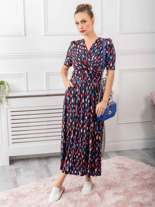 blue, red, maxi, maxi dress, dress, dresses, 2022, abstract, pattern, printed