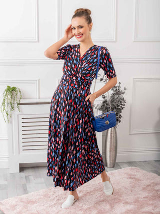 Coleen Jersey Maxi Dress, Navy Multi Jolie Moi Retail Coleen Jersey Maxi Dress, Navy Multi Jolie Moi Retail