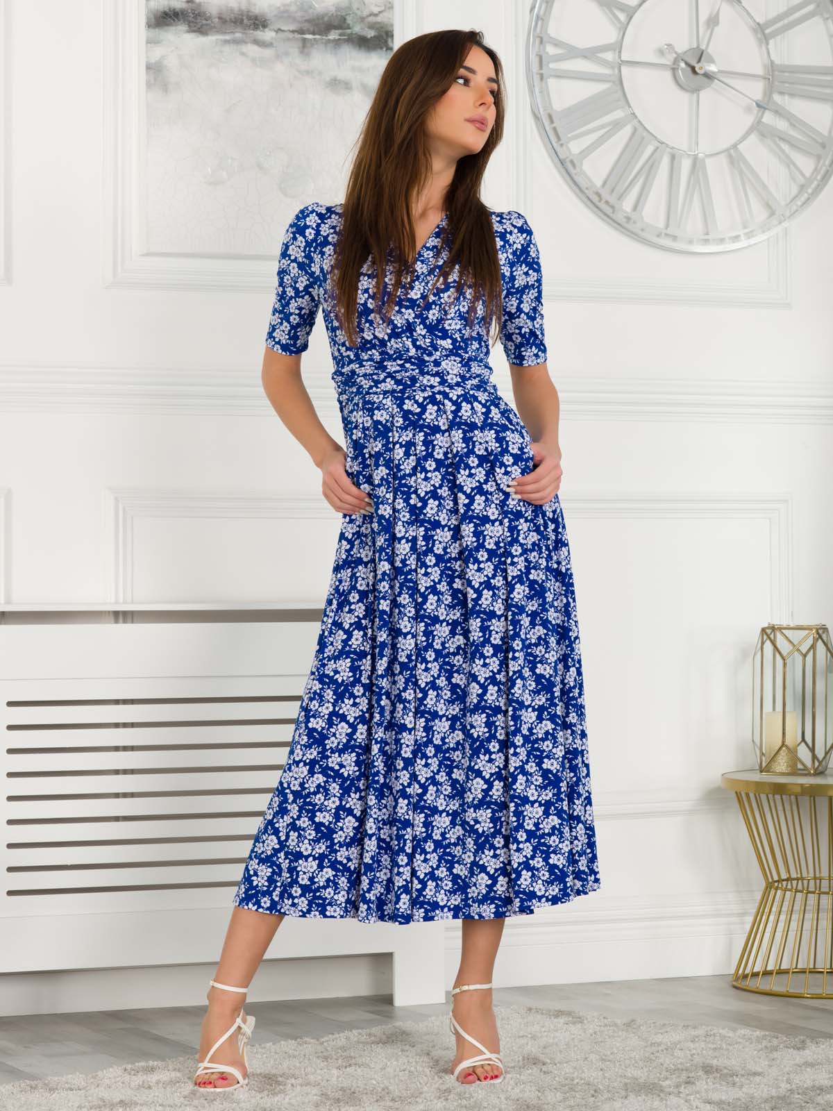 Maxi blue 2024 floral dress