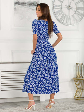 Coleen Wrap Maxi Dress,  Blue Floral