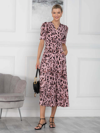 Coleen Jersey Maxi Dress, Pink Abstract