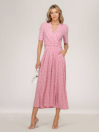 Coleen Jersey Maxi Dress, Pink Polka