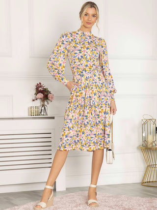 Jolie Moi Vesper Long Sleeve Midi Dress, Yellow Floral Jolie Moi Retail Jolie Moi Vesper Long Sleeve Midi Dress, Yellow Floral Jolie Moi Retail