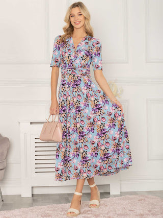 Jolie Moi Gillian Floral Maxi Dress, Light Blue