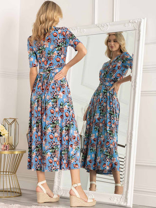 Jolie Moi Gillian Floral Maxi Dress, Royal Blue