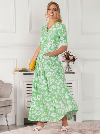 Jolie Moi Freya Floral Print Maxi Dress, Green Floral