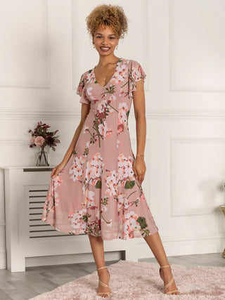 floral midi dress wedding guest