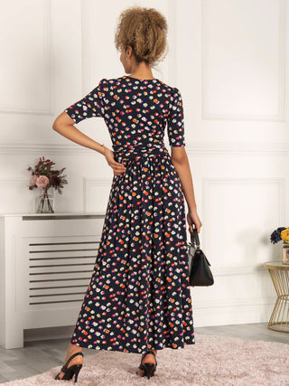 Saniya Print Jersey Maxi Dress, Navy Daisy