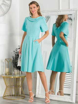 Jolie Moi Valencia Flared Dress, Baby Blue