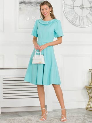 Jolie Moi Valencia Button Collar Dress, Baby Blue