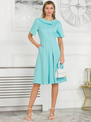 Jolie Moi Valencia Button Collar Dress, Baby Blue